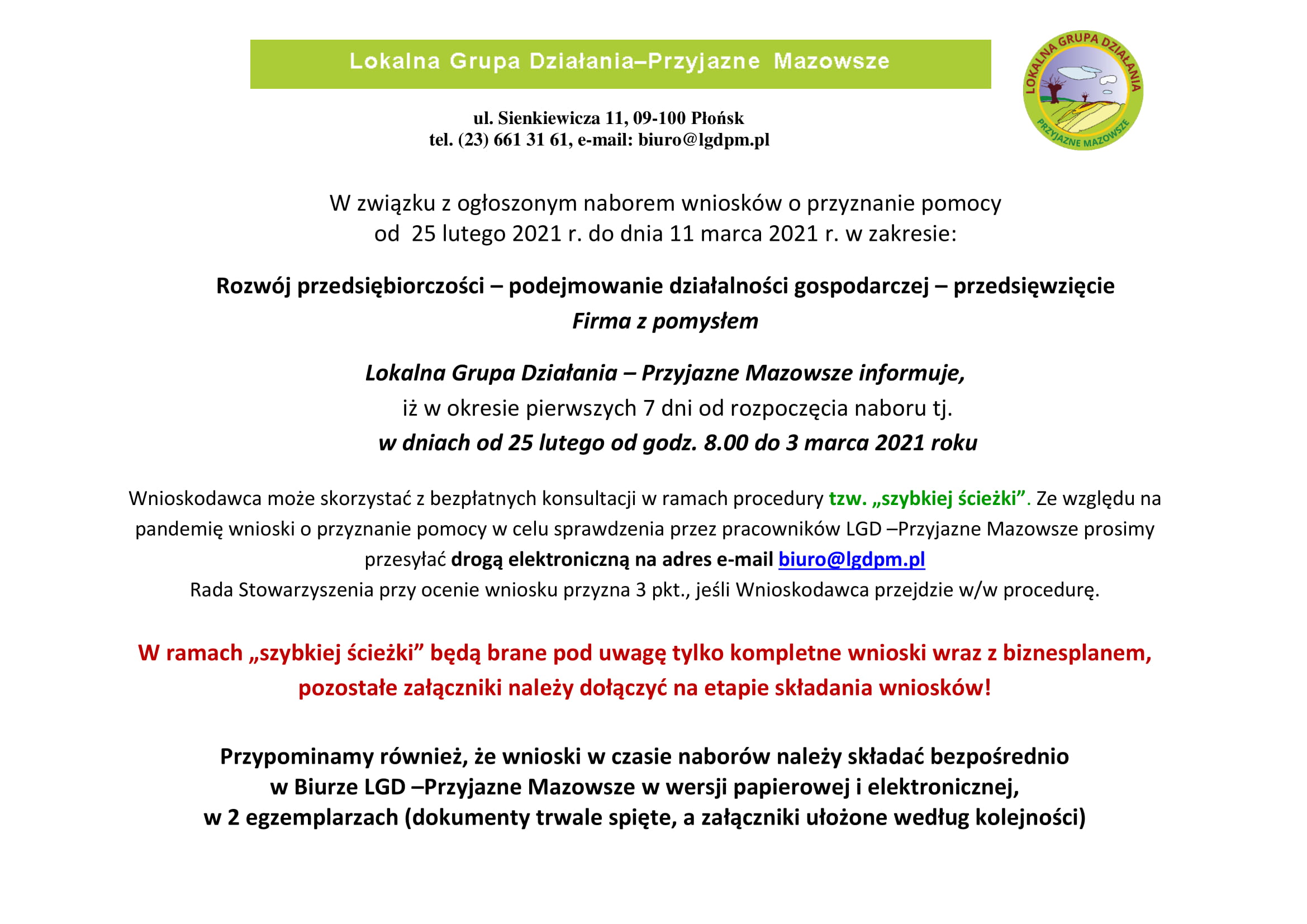informacja szybka ścieżka podejmowanie. 1