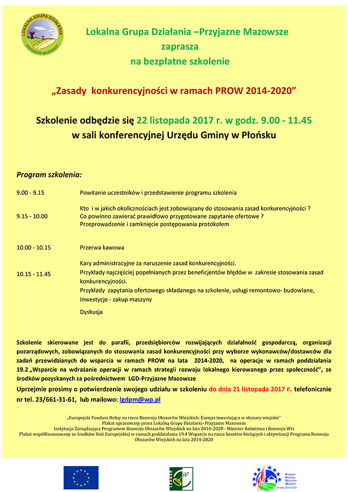 zaproszenie na szkolenie z zasady konkur